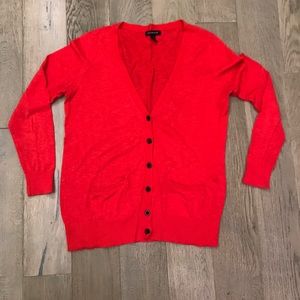 Red Cotton Linen Cardigan